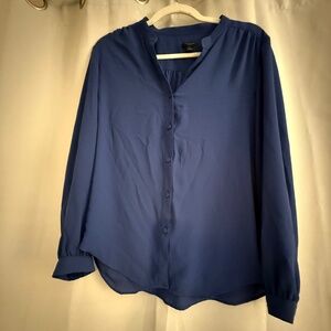 Ann Taylor Petite Button-Up Blouse - Royal Blue, LP